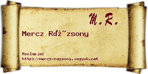 Mercz Rázsony névjegykártya